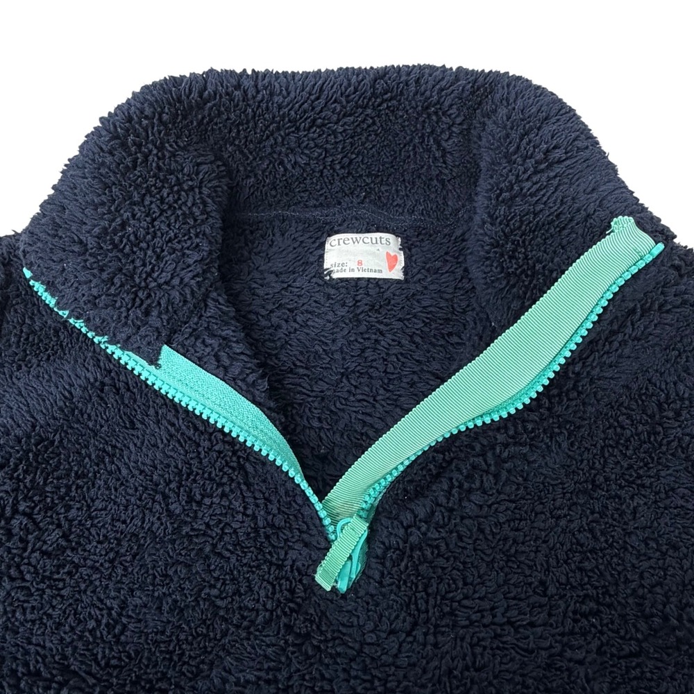 Crewcuts Girls Fleece Quarter Zip Pullover Jacket, Size 8, Blue Green